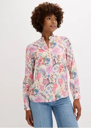Bluse aus fließender Viskose in pink von vorne (im Anschnitt) - bonprix