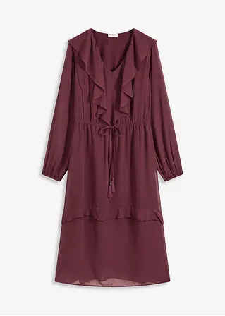 Midikleid mit tiefem Ausschnitt in braun von vorne - bonprix