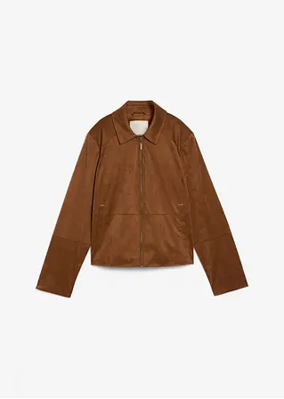 Velourslederimitat-Jacke in braun von vorne - bonprix