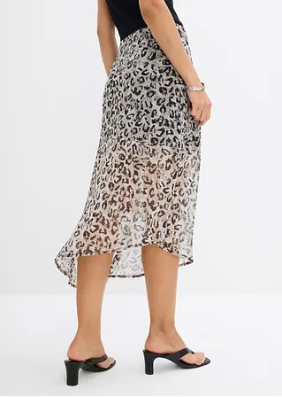 Midirock aus feinem Chiffon in grau von hinten - bonprix