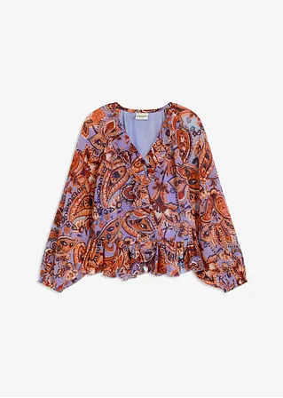 Chiffonbluse mit Volants in braun von vorne - bonprix