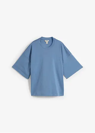 Oversize-Shirt aus reiner schwerer Bio-Baumwolle in blau von vorne - bonprix
