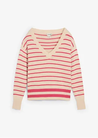 Pullover aus Baumwollmix in pink von vorne - bonprix