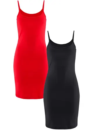 Trägerkleid aus reiner Baumwolle (2er Pack) in rot von vorne - bonprix