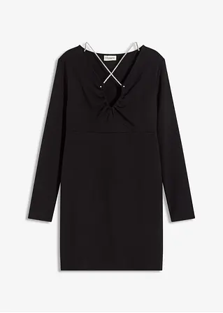Minikleid mit Glitzerstraps in schwarz von vorne - bonprix