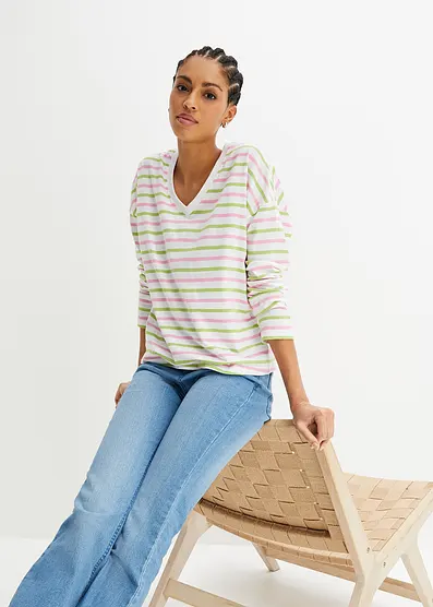 Футболка Bonprix Gestreiftes Langarmshirt из био-Баумволле
