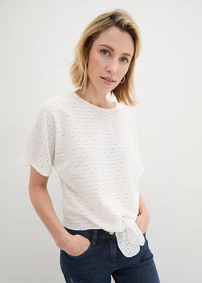 Футболка Bonprix Kurzshirt mit Lochstickerei