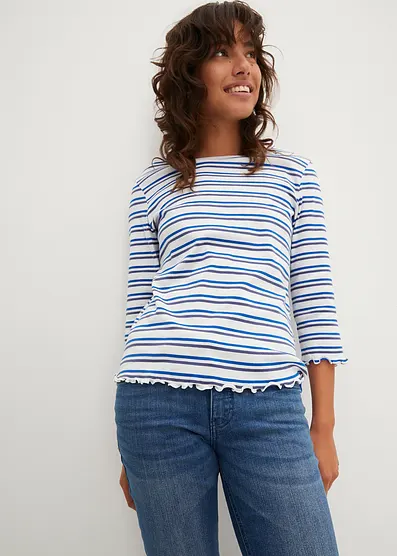 Футболка Bonprix Rippshirt mit Wellenkante, 3/4-Ärmel