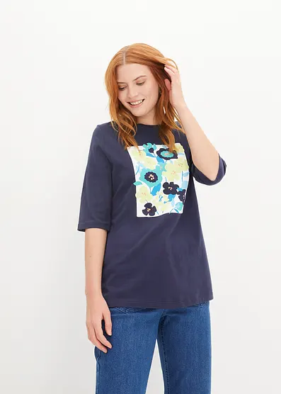 Футболка Bonprix Halbarmshirt из коллекции Druck aus Bio-Baumwolle