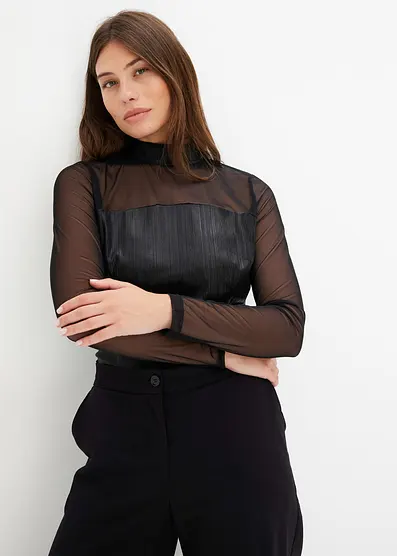 Футболка Bonprix Langarmshirt mit Glanzeffekt
