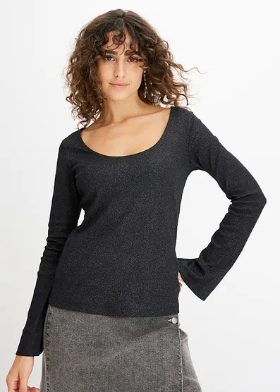 Футболка Bonprix Rippshirt mit Glanzeffekt