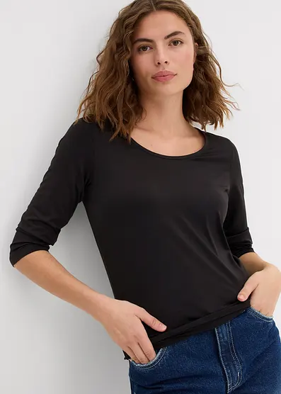 Футболка Bonprix Rundhalsshirt mit с 3/4-мя рукавами