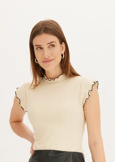 Футболка Bonprix Rippshirt mit Kräuselabschlüssen