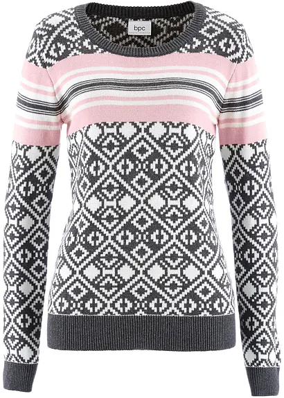 Pullover in grau von vorne - bonprix