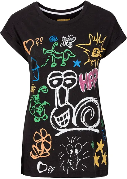 T-Shirt in schwarz von vorne - bonprix