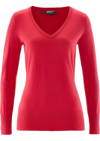 Feinstrickpullover in rot von vorne - bonprix