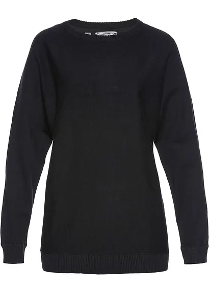 Pullover mit Fledermausärmeln in schwarz von vorne - bonprix