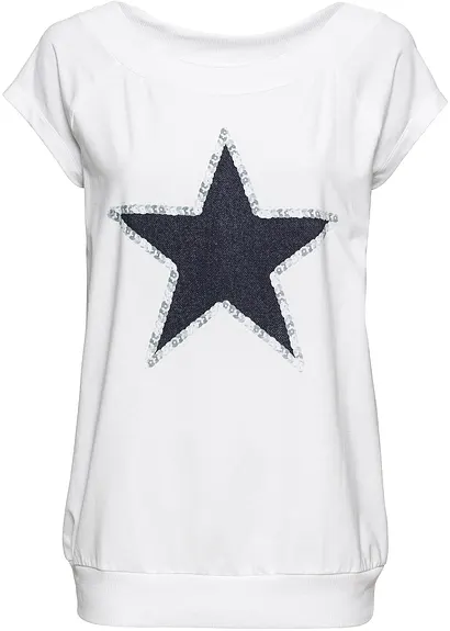 Shirt mit Sternenprint in weiß - bonprix