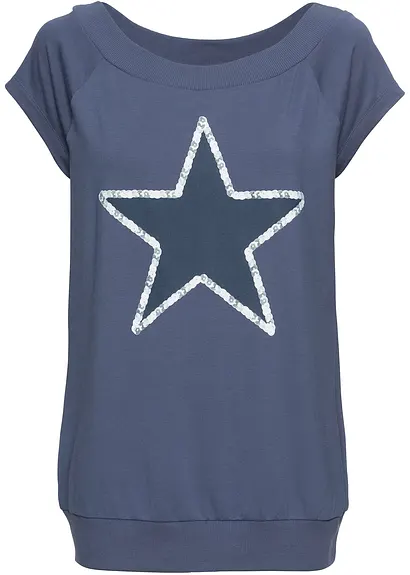 Shirt mit Sternenprint in blau - bonprix