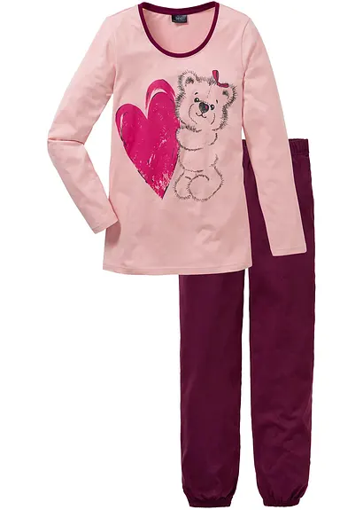 Pyjama mit Bio-Baumwolle in lila von vorne - bonprix