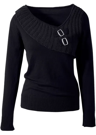 Feinstrickpullover in schwarz - bonprix