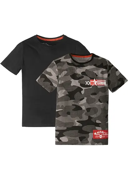 T- Shirt  aus Bio Baumwolle (2er Pack) von vorne - bonprix