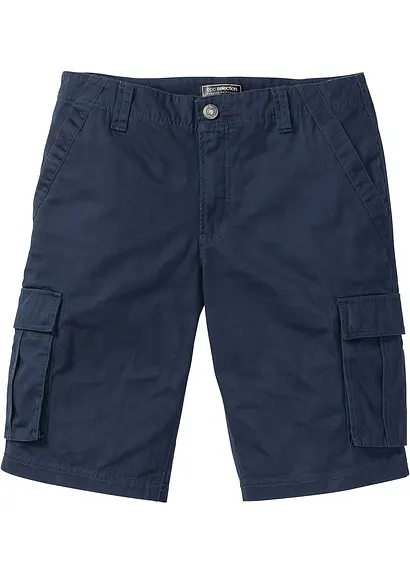 Cargo-Bermuda aus reiner Baumwolle, Relaxed Fit in blau von vorne - bonprix