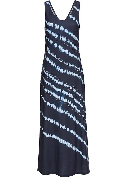 Maxikleid mit Batikeffekt in blau von vorne - bonprix