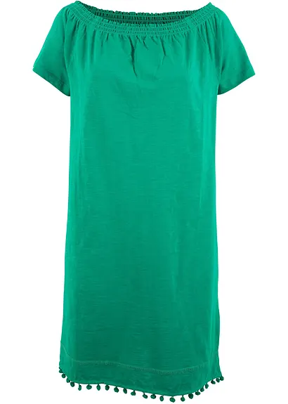 Jersey-Carmenkleid in grün von vorne - bonprix