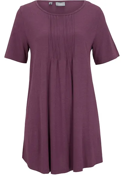T-Shirt in A-Linien-Form, kurzarm in lila von vorne - bonprix
