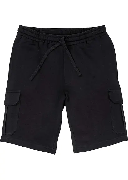 Cargo-Sweat-Bermuda in schwarz von vorne - bonprix