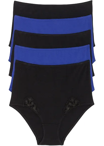 Taillenslip (5er Pack) in blau von vorne - bonprix