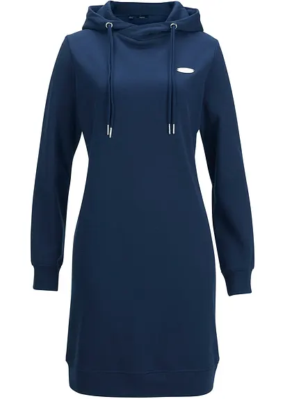 Sweatkleid mit Kapuze in blau von vorne - bonprix
