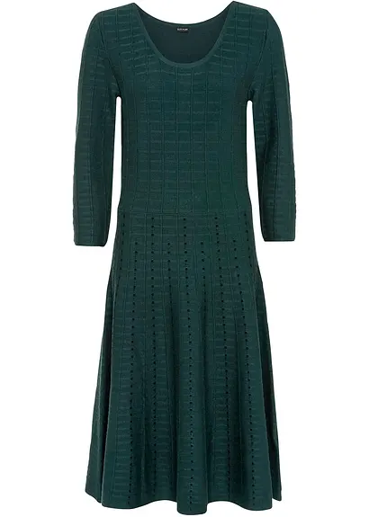Strickkleid im Streifendesign in grün von vorne - bonprix