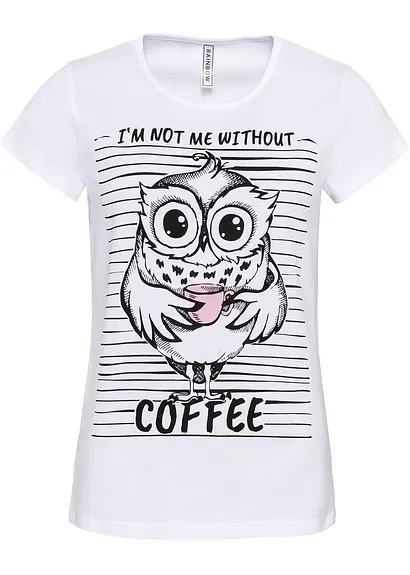 Bedrucktes T-Shirt in weiß von vorne - bonprix