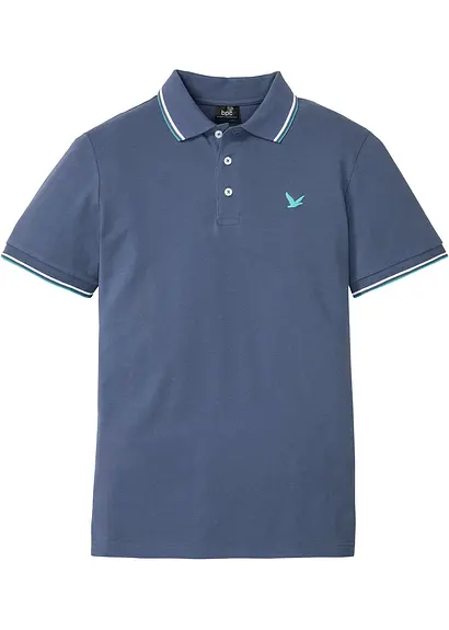 Piqué-Poloshirt aus reiner Bio-Baumwolle in blau von vorne - bonprix