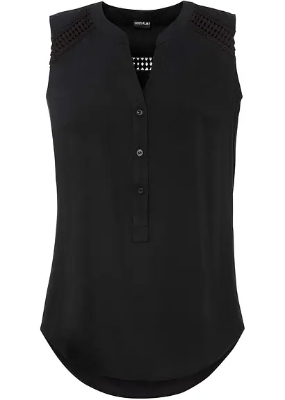 Blusentop mit Häkeldetail in schwarz von vorne - bonprix