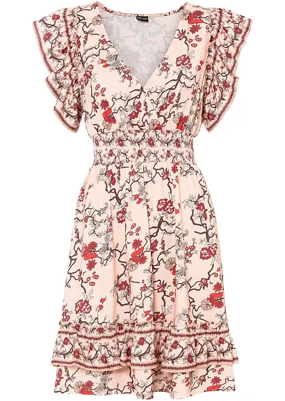 Bedrucktes Kleid in orange von vorne - bonprix