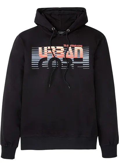 Kapuzensweatshirt aus reiner Bio-Baumwolle in schwarz von vorne - bonprix