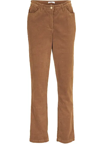 Stretch-Cordhose, Straight in braun von vorne - bonprix