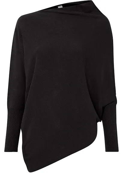 Kimono-Pullover in schwarz von vorne - bonprix