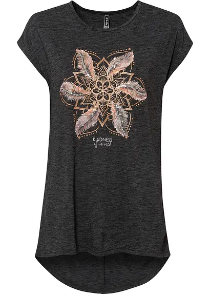 T-Shirt aus softem Viskose-Mix in schwarz von vorne - bonprix