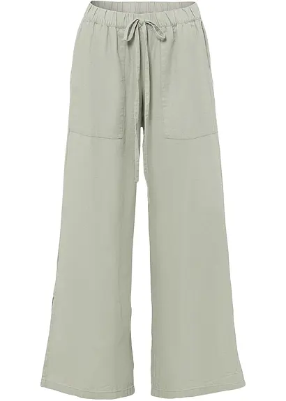 Marlenehose aus Leinen in grün von vorne - bonprix