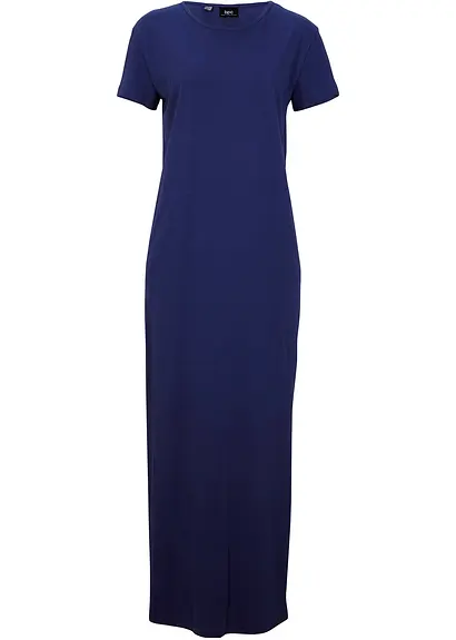Maxikleid aus reiner Baumwolle in blau von vorne - bonprix