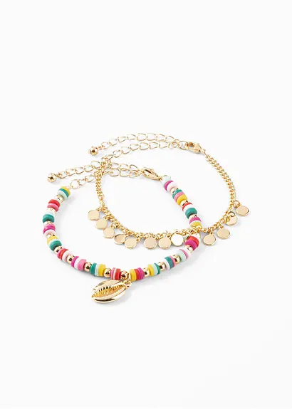 Fußkettchen (2er Pack) in gold - bonprix