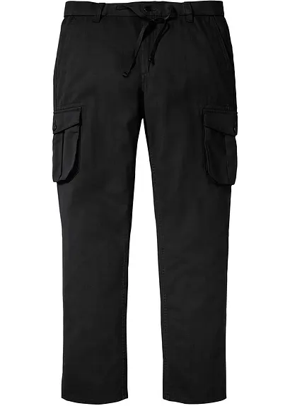 Regular Fit Cargohose aus reiner Baumwolle, Straight in schwarz von vorne - bonprix