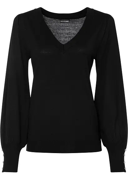 Feinstrickpullover in schwarz von vorne - bonprix