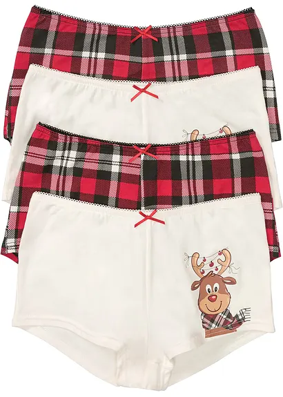 Maxipanty (4er Pack) mit Baumwolle in weiß von vorne - bonprix
