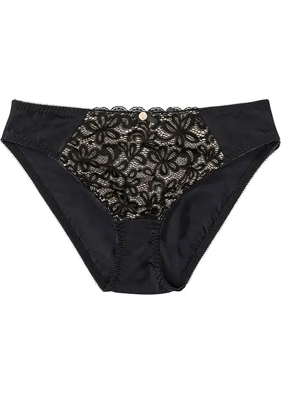 Spitzenverzierter Slip in schwarz von vorne - bonprix