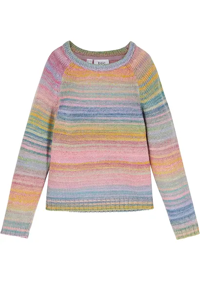 Grobstrick-Pullover in rosa von vorne - bonprix